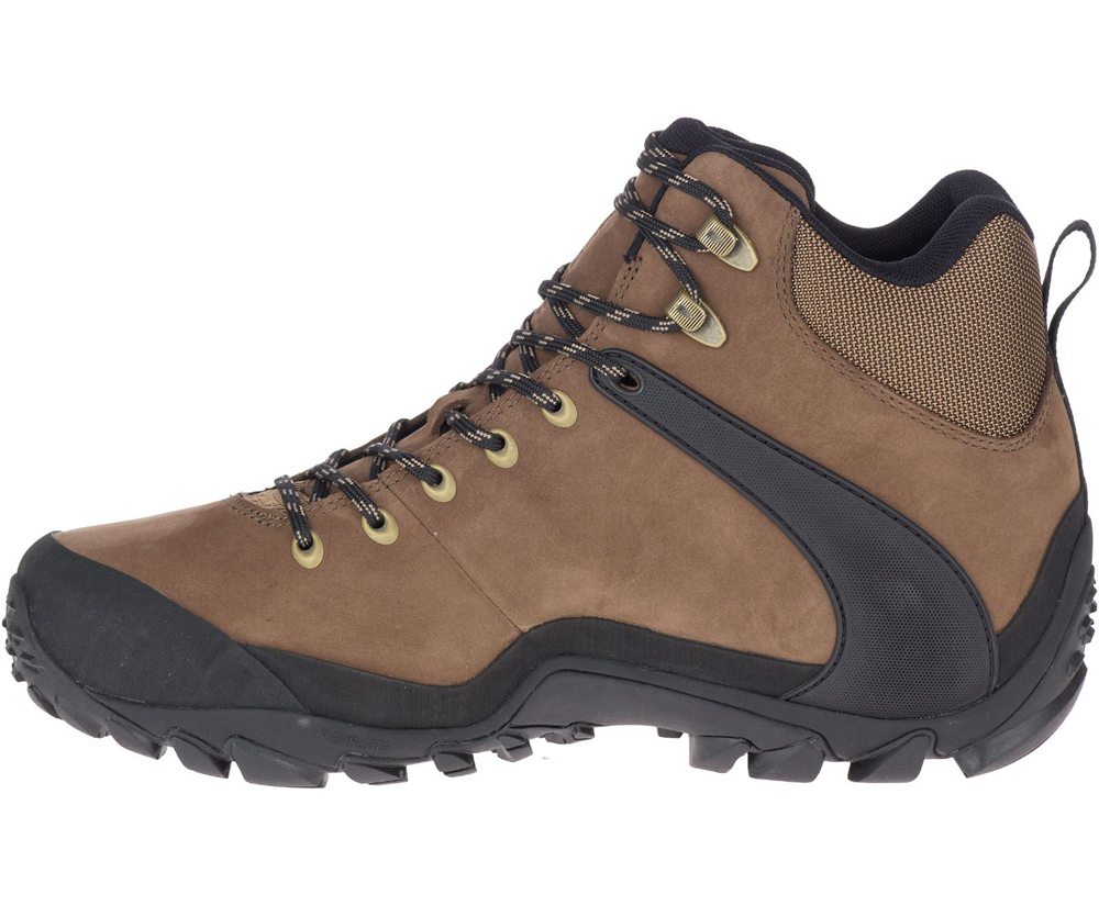 Merrell Hiking Boots Brown/Black - Chameleon 8 Leather Mid Waterproof - Mens 72XFWHLYT